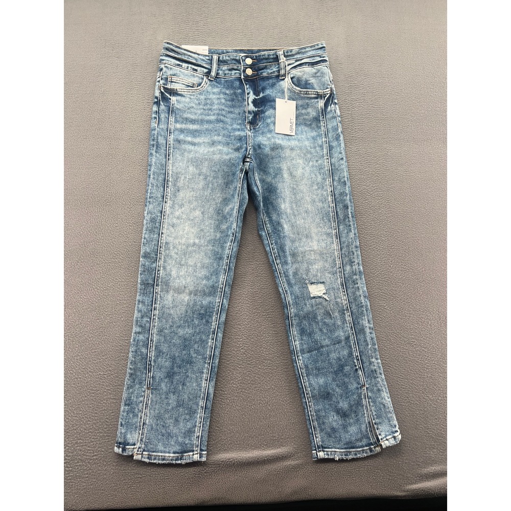 Vervet Jeans Womens 32 Jeanne High Rise Stretch Slim Straight Jeans Acid Wash